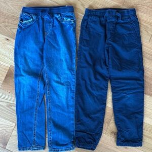 Lot of 2 pants boys size 7 jeans ELASTIC WAIST Crewcuts lined